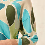 Tribal Soft Yarn Three - Quarter Sleeve Crewneck Sweater | Aqua Sky - Juli's Wearable Art