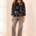 Tribal Soft Yarn Three-Quarter Sleeve Crewneck Sweater | Maple - Juli's Wearable Art