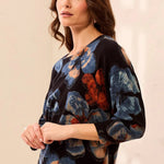 Tribal Soft Yarn Three-Quarter Sleeve Crewneck Sweater | Maple - Juli's Wearable Art