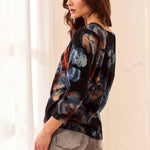 Tribal Soft Yarn Three-Quarter Sleeve Crewneck Sweater | Maple - Juli's Wearable Art