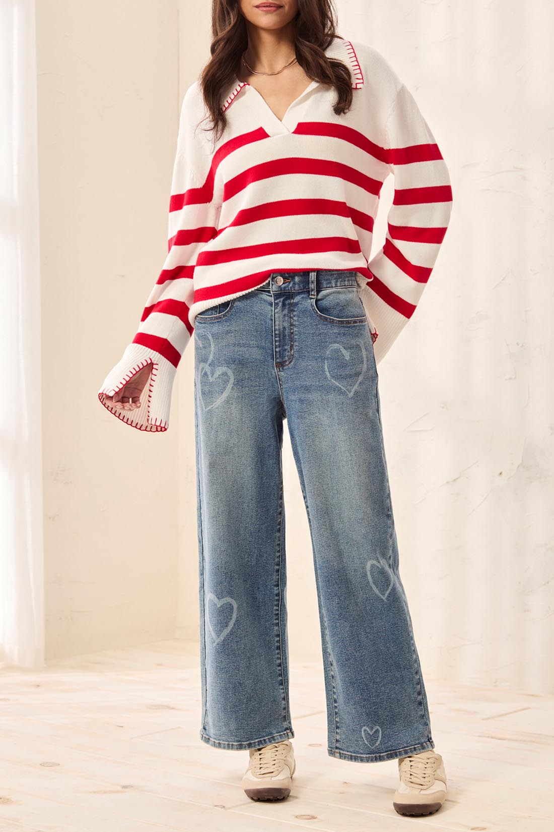 Tribal Sophia Curvy "Blue Heart" Super Straight Ankle Jeans - Juli's Wearable Art