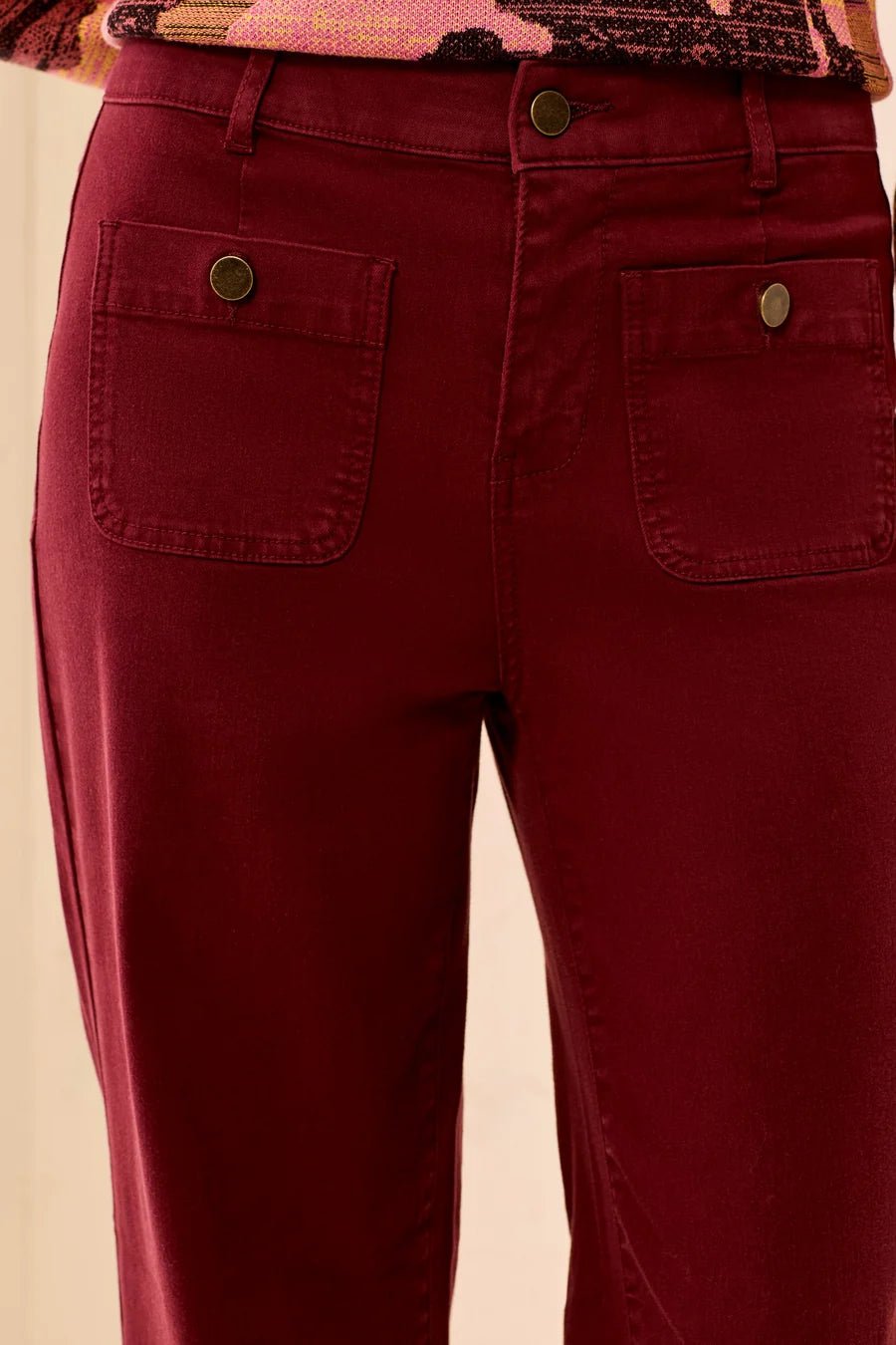 Tribal Sophia Curvy Super Straight Ankle Denim Jeans | Cherry Lacquer