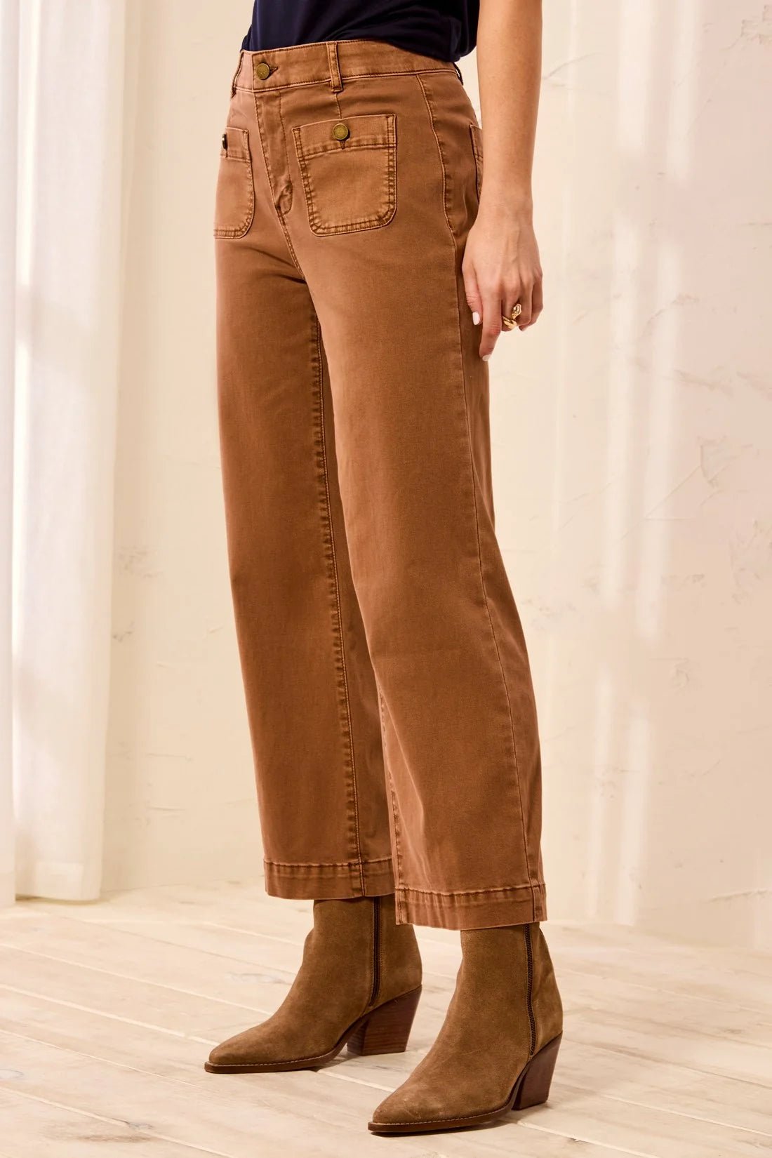 Tribal Sophia Curvy Super Straight Ankle Denim Jeans | Sandalwood