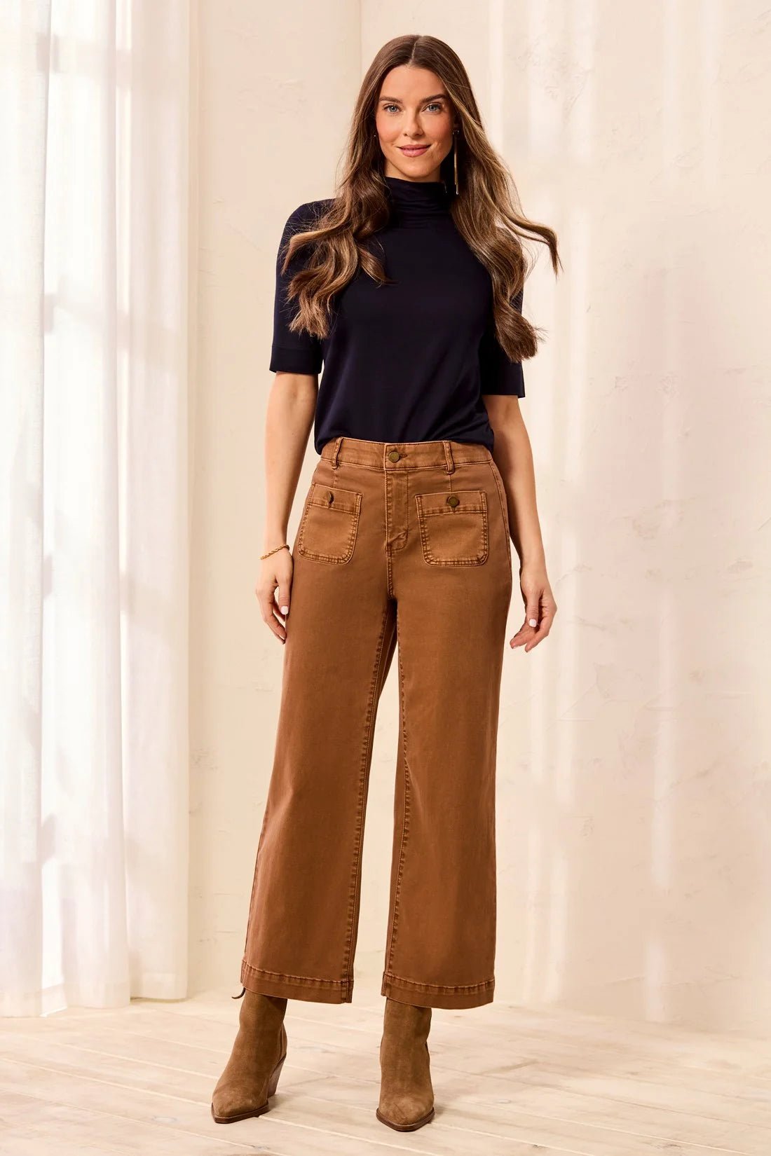 Tribal Sophia Curvy Super Straight Ankle Denim Jeans | Sandalwood