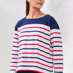 Tribal Striped Yarn Dye Slub Knit Boat Neck Top - Juli's Wearable Art
