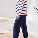 Tribal Striped Yarn Dye Slub Knit Boat Neck Top - Juli's Wearable Art