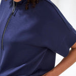 Tribal Techno Lux Mock Neck Zip Top | Jet Blue - Juli's Wearable Art