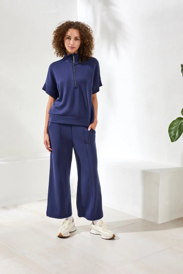 Tribal Techno Lux Mock Neck Zip Top | Jet Blue - Juli's Wearable Art