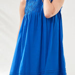 Tribal Textured Poplin Sleeveless A - Line Dress | Turkish Sea - Juli's Wearable Art