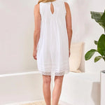 Tribal Textured Poplin Sleeveless A - Line Dress | White - Juli's Wearable Art