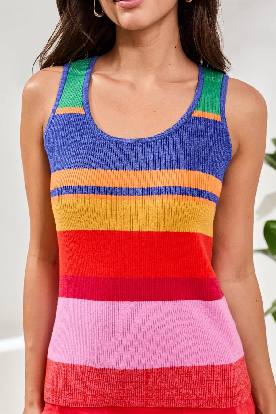 Tribal Textured U - Neck Colorblock Sweater Cami | Mojito Multi. - Juli's Wearable Art
