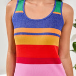 Tribal Textured U - Neck Colorblock Sweater Cami | Mojito Multi. - Juli's Wearable Art