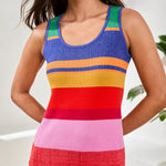 Tribal Textured U - Neck Colorblock Sweater Cami | Mojito Multi. - Juli's Wearable Art