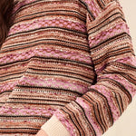 Tribal Textured Yarn-Dye Stripe Crew Neck Sweater | Nostalgia - Juli's Wearable Art