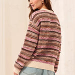 Tribal Textured Yarn-Dye Stripe Crew Neck Sweater | Nostalgia - Juli's Wearable Art