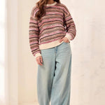 Tribal Textured Yarn-Dye Stripe Crew Neck Sweater | Nostalgia - Juli's Wearable Art