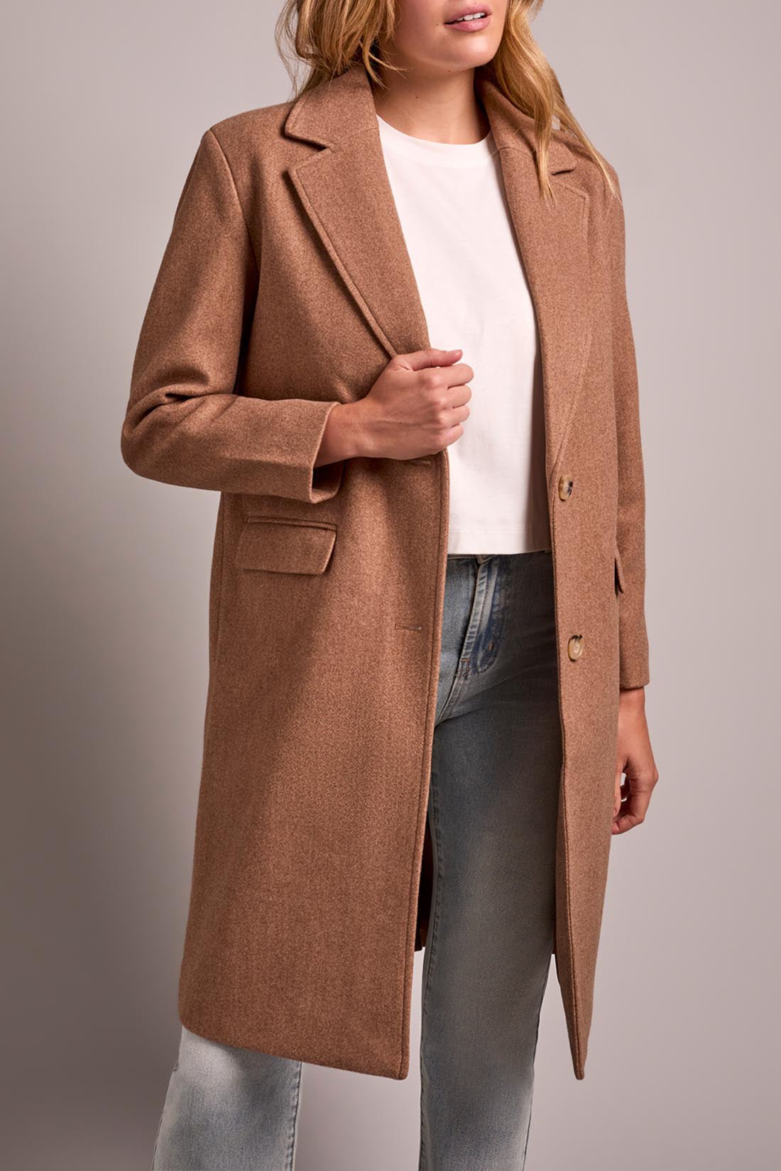 Tribal Ultra - Soft Knit Coat With Removable Fooler Hoodie - Biscotti - Juli's Wearable Art