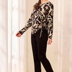Tribal Ultra-Soft Long Sleeve Crew Neck Knit Top with Side Ruching | Dry Sand - Juli's Wearable Art