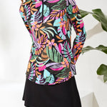 Tribal UPF 50+ High Performance Quarter - Zip Pullover | Tropical print. - Juli's Wearable Art