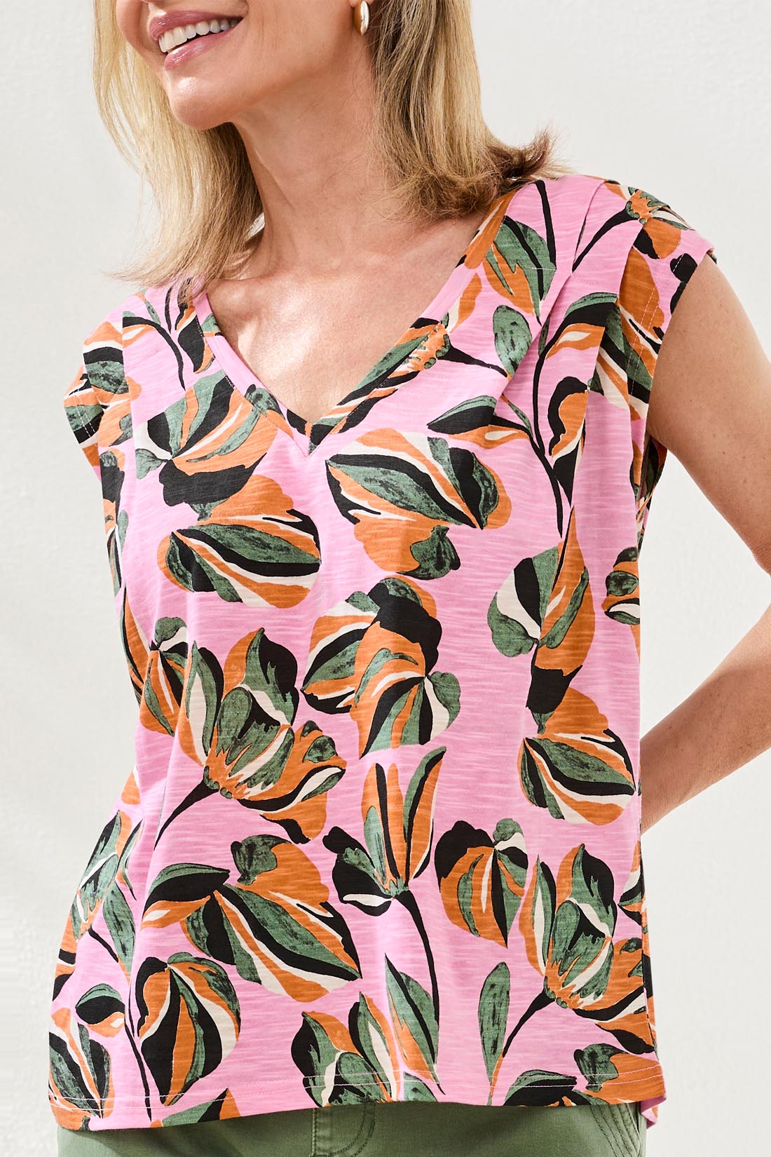 Tribal V - Neck Cap Sleeve Top | Wisteria - Juli's Wearable Art