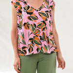 Tribal V - Neck Cap Sleeve Top | Wisteria - Juli's Wearable Art