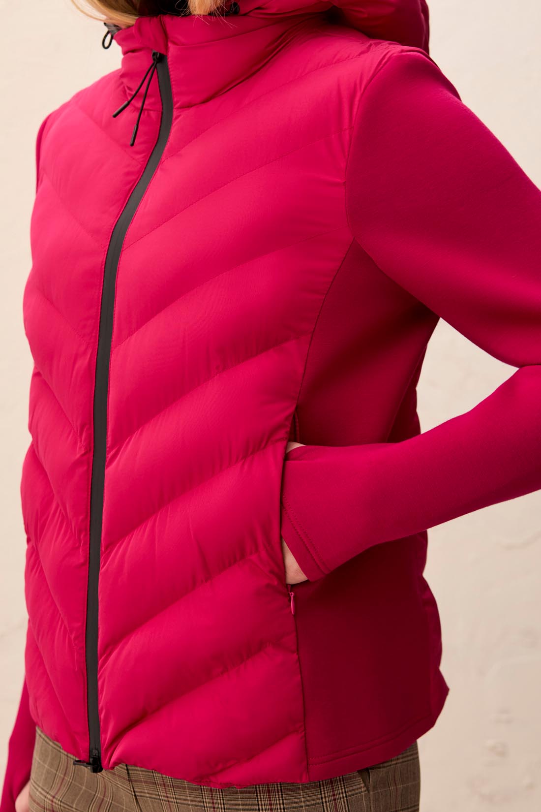 Tribal Water Repellent Hybrid Puffer with Hood | Jazzy