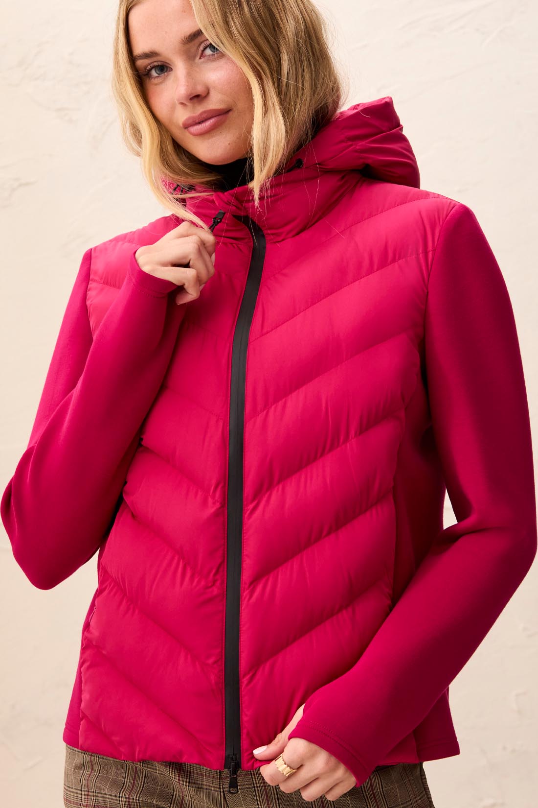 Tribal Water Repellent Hybrid Puffer with Hood | Jazzy