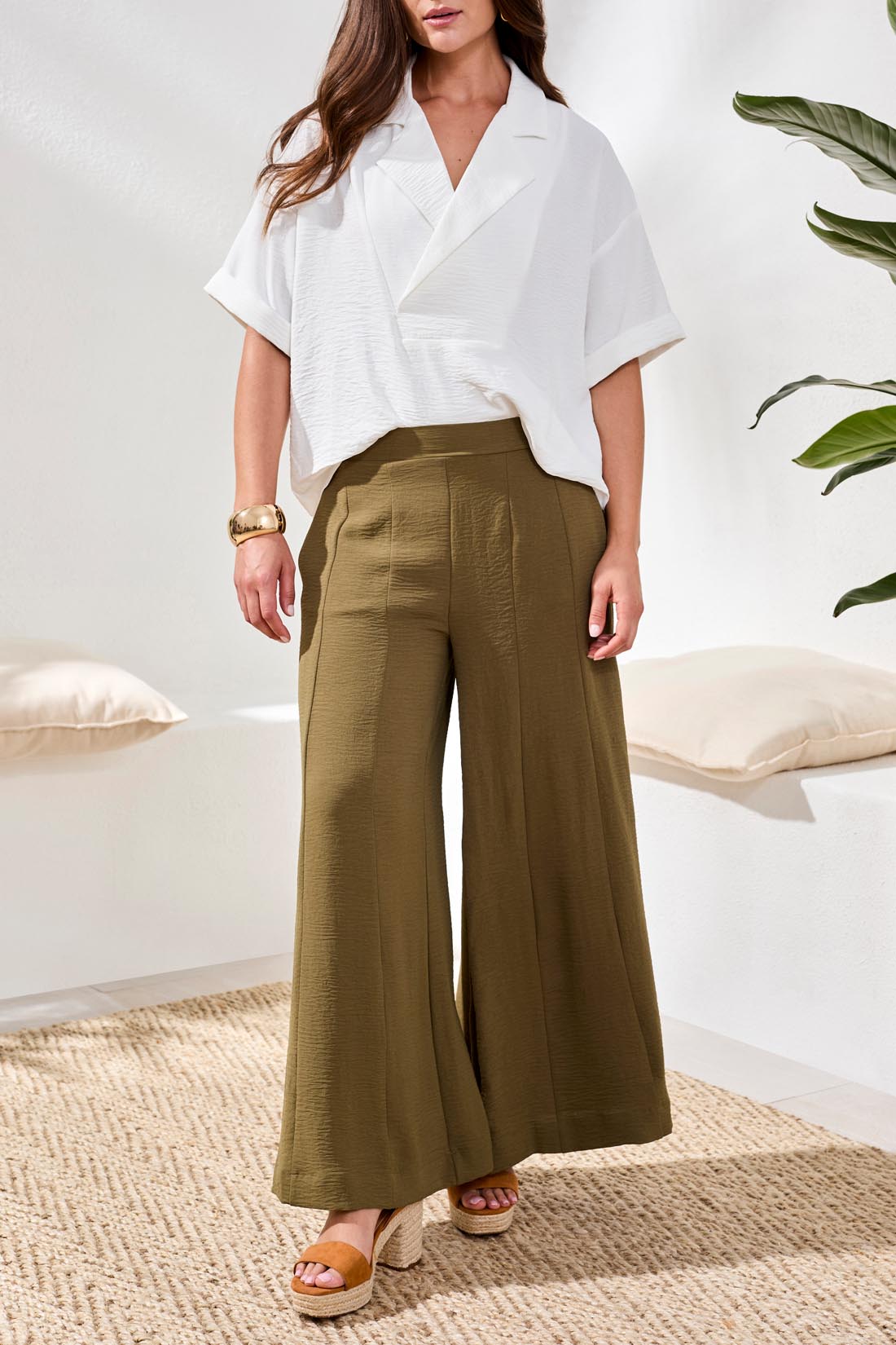 Tribal Wide Leg Flowy Pant | Rain Forest