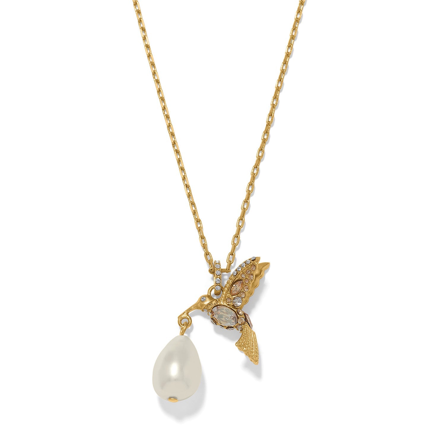 Trust Your Journey Petite Pearl Hummingbird Necklace