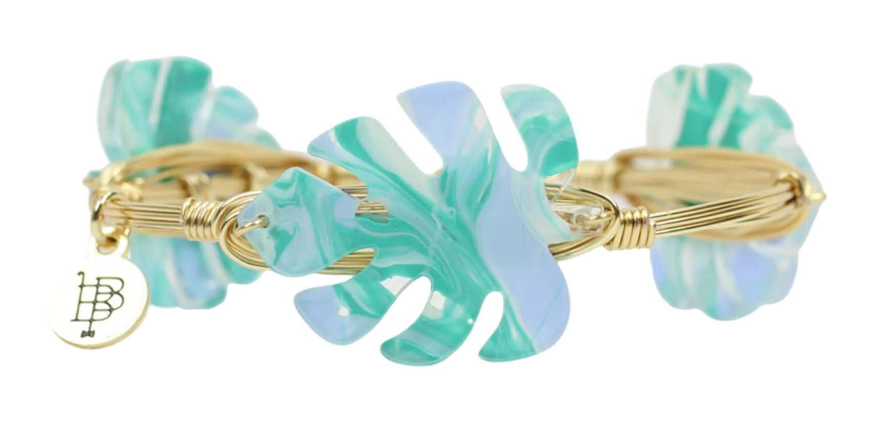 TURQUOISE WATERS PALM BANGLE BRACELET - Juli's Wearable Art