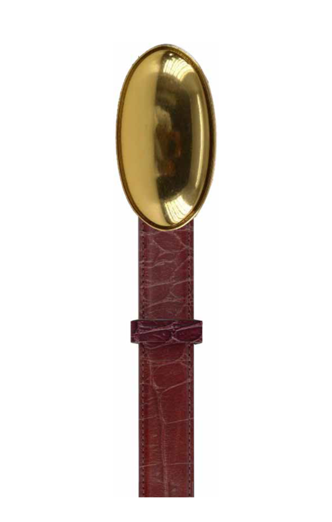 Tribal Maria Double Croc-Embossed Leather Belt with Oval Plaque | Burgundy