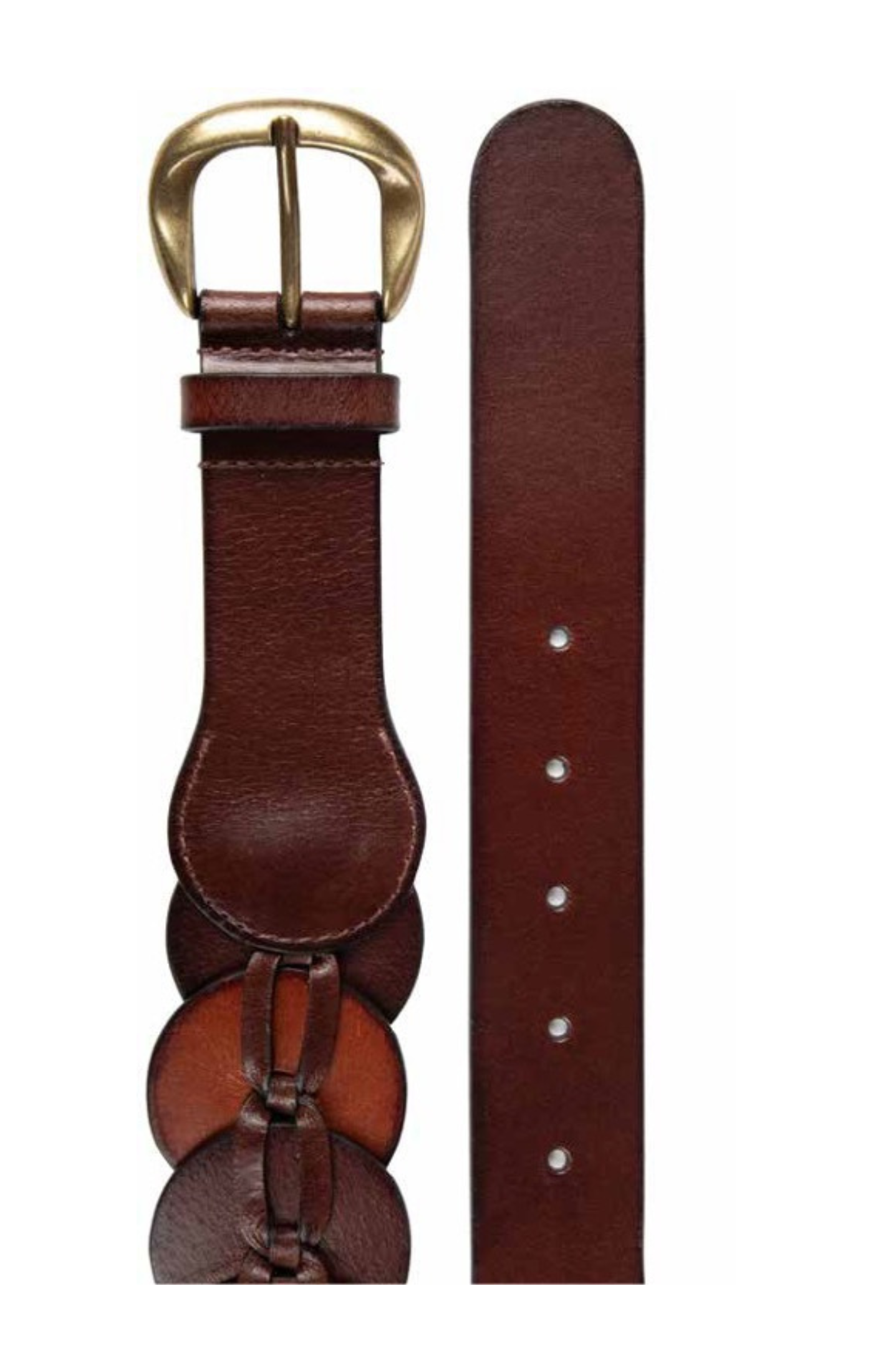 Tribal Quinn Wide Pieced Leather Harness Belt with Scalloped Panels | Brown