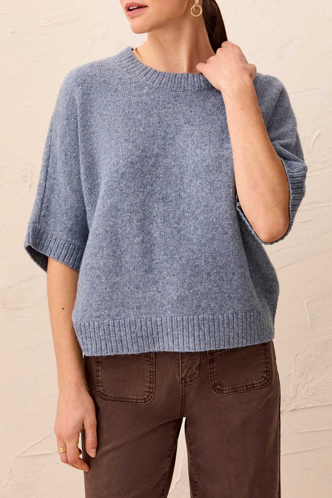 Tribal Lofty Extended Sleeve Sweater | Heather Denim