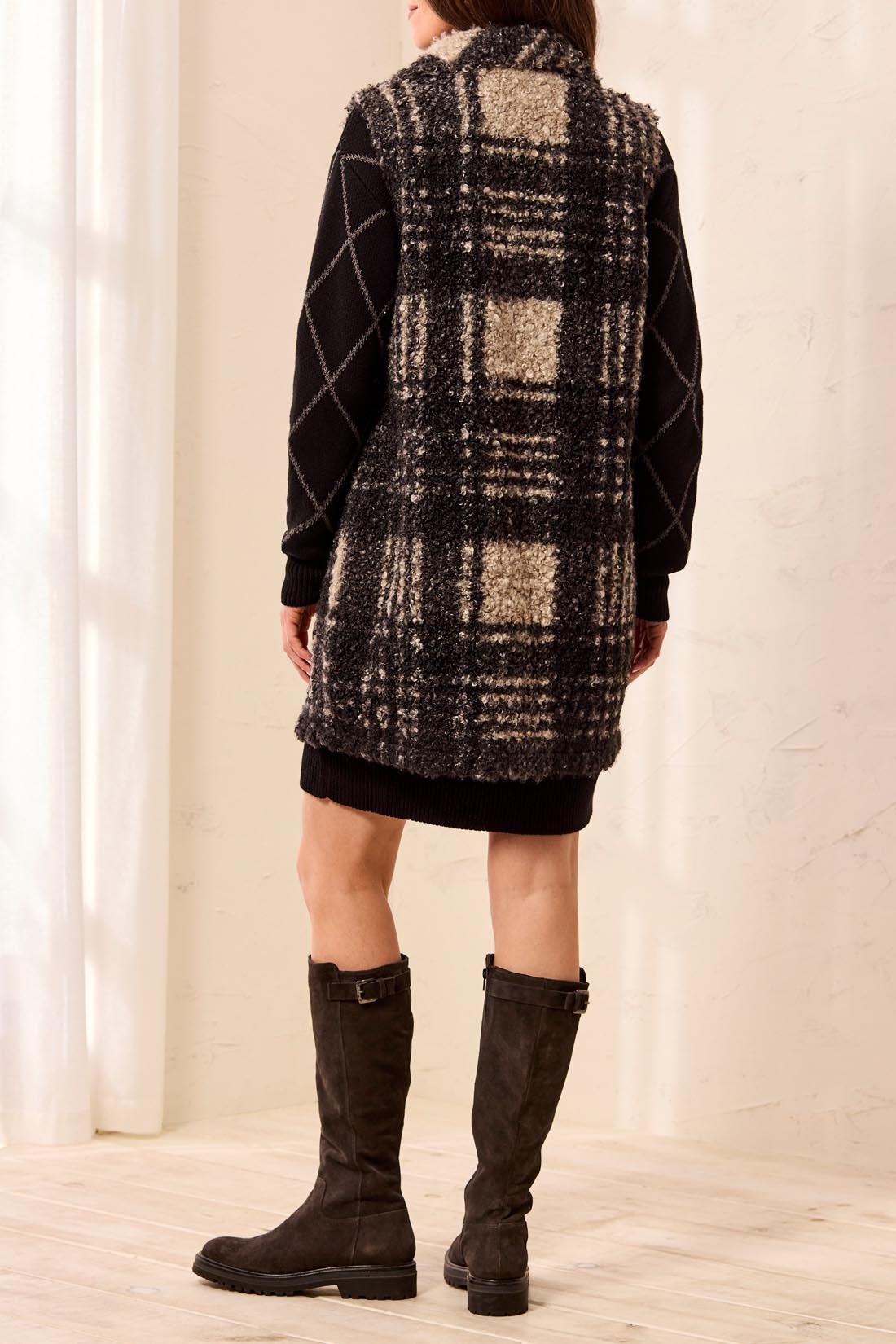 Tribal Button Front Plaid Bouclé Vest | Fossil