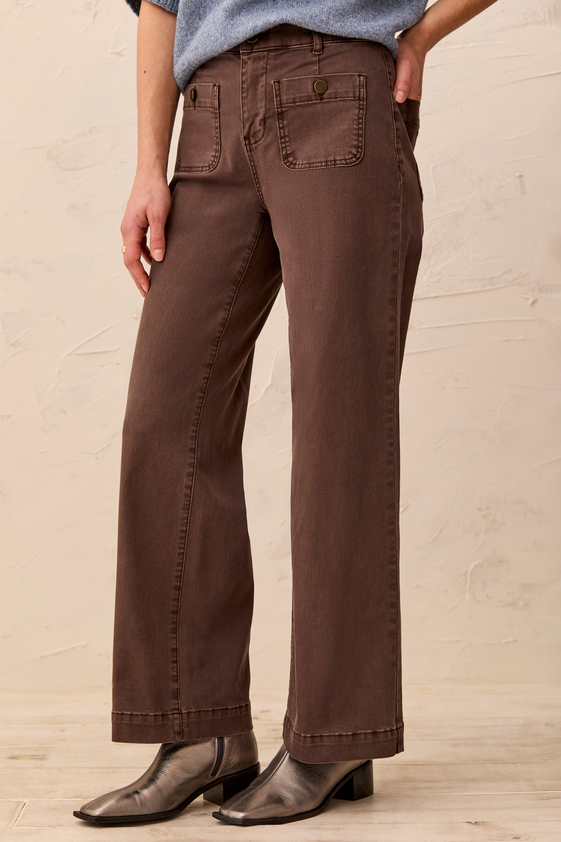 Tribal Sophia Curvy Super Straight Ankle Denim | Saddle Brown