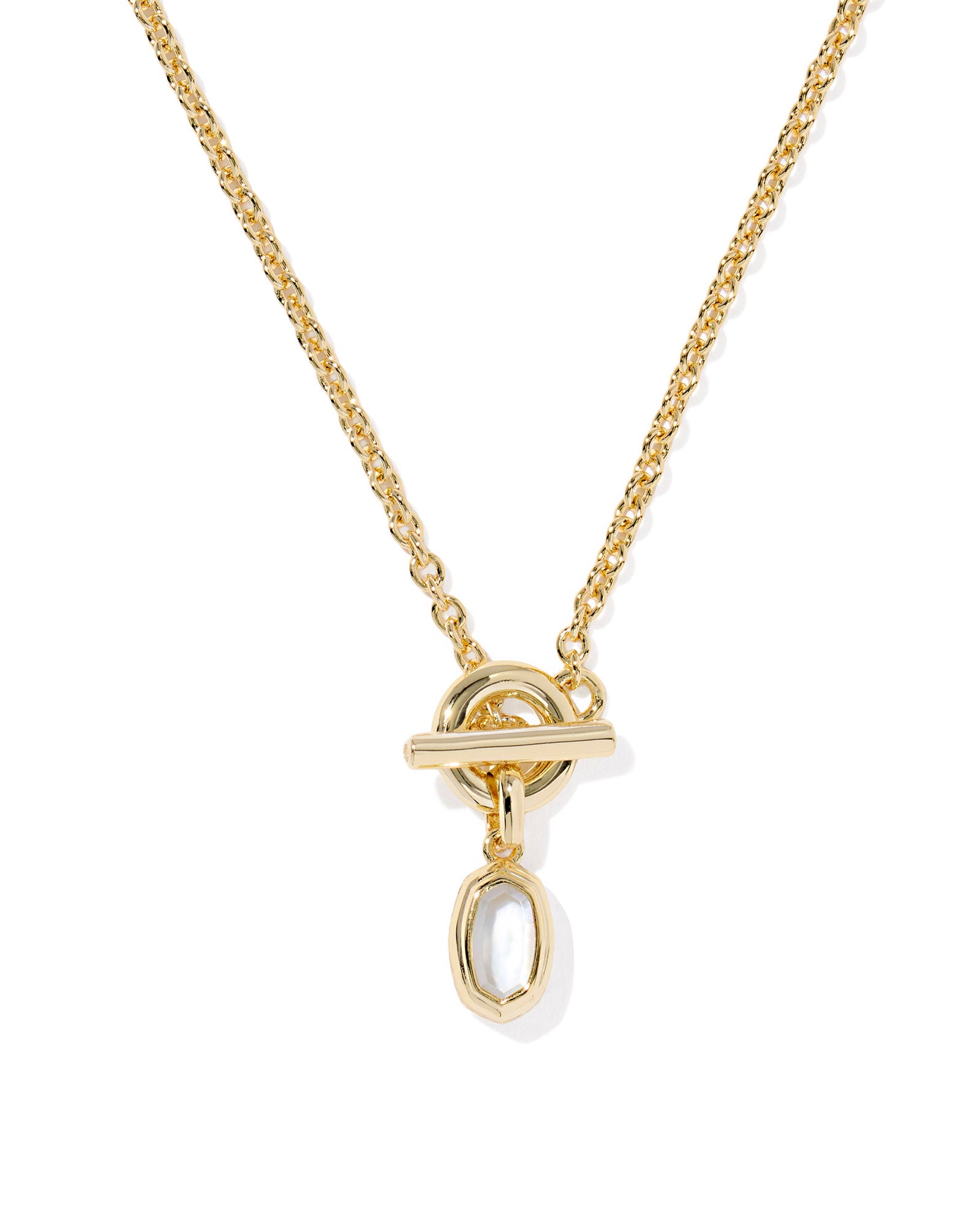 Kendra Scott Mini Elisa Toggle Short Pendant Necklace | Gold | Ivory Mother of Pearl