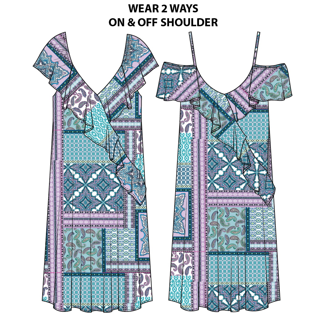 Tribal Wear-2-Ways Dress with Ruffle Details