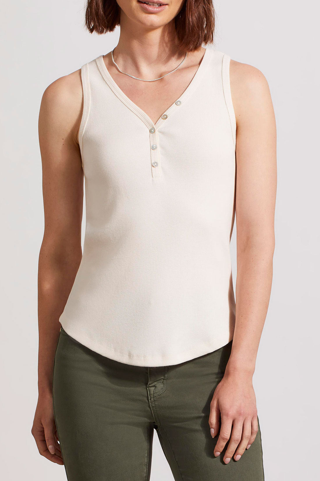 Tribal Sandust Henley Tank with Buttons
