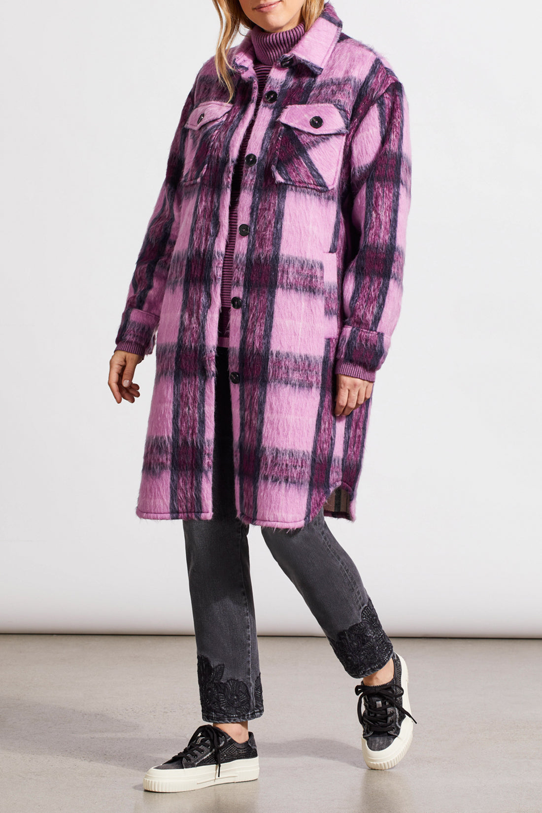 Tribal Drop Shoulder Long Shacket - Mauve