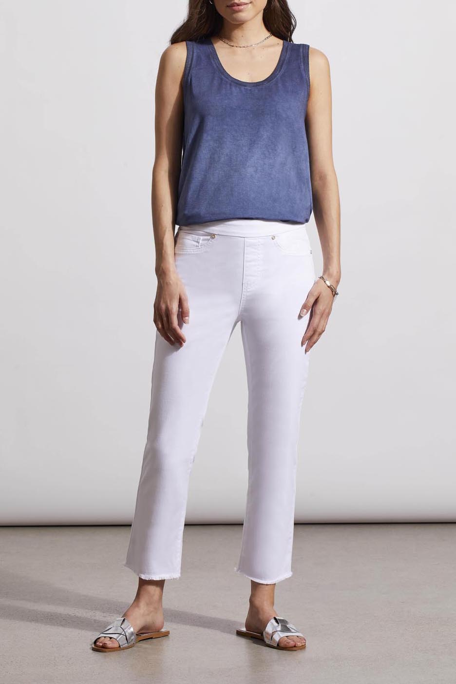 TRIBAL AUDREY PULL-ON STRAIGHT CROP JEANS-WHITE