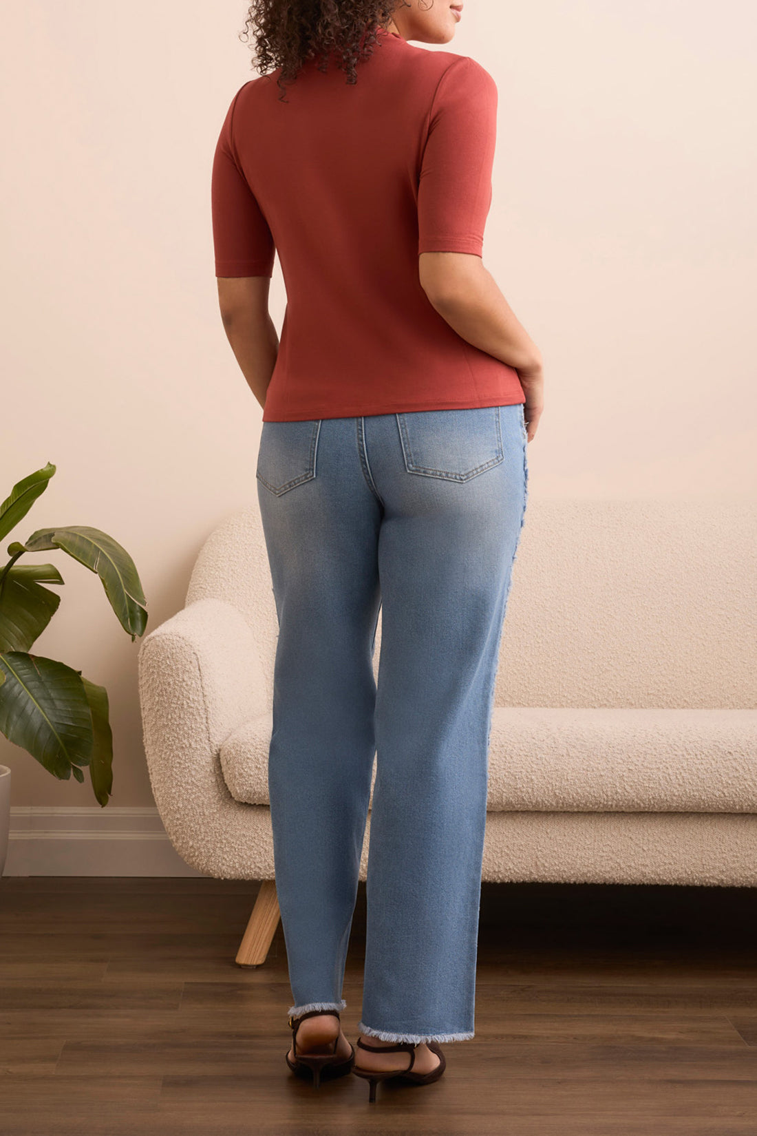 Tribal Funnel Neck Elbow Sleeve Knit Top – Toffee