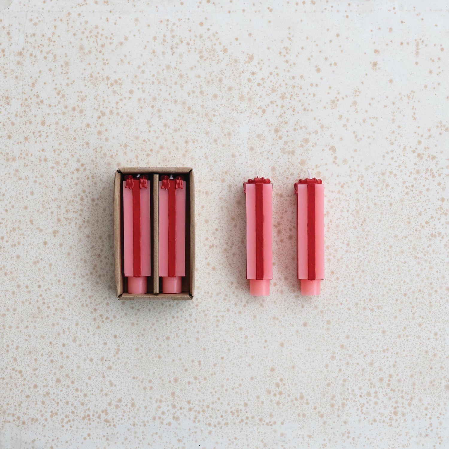 Unscented Package - Shaped Taper Candles – Pink & Red (Set of 2) - Juli's Wearable Art