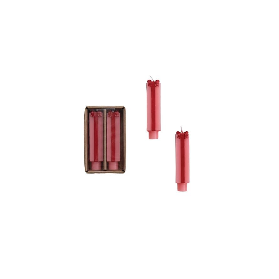 Unscented Package - Shaped Taper Candles – Pink & Red (Set of 2) - Juli's Wearable Art