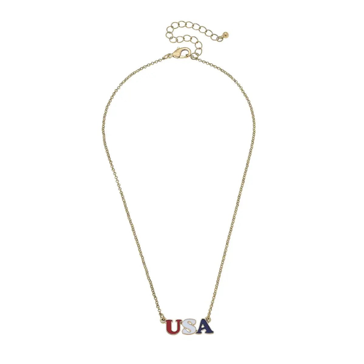 USA Enamel Necklace in Red, White, & Blue - Juli's Wearable Art