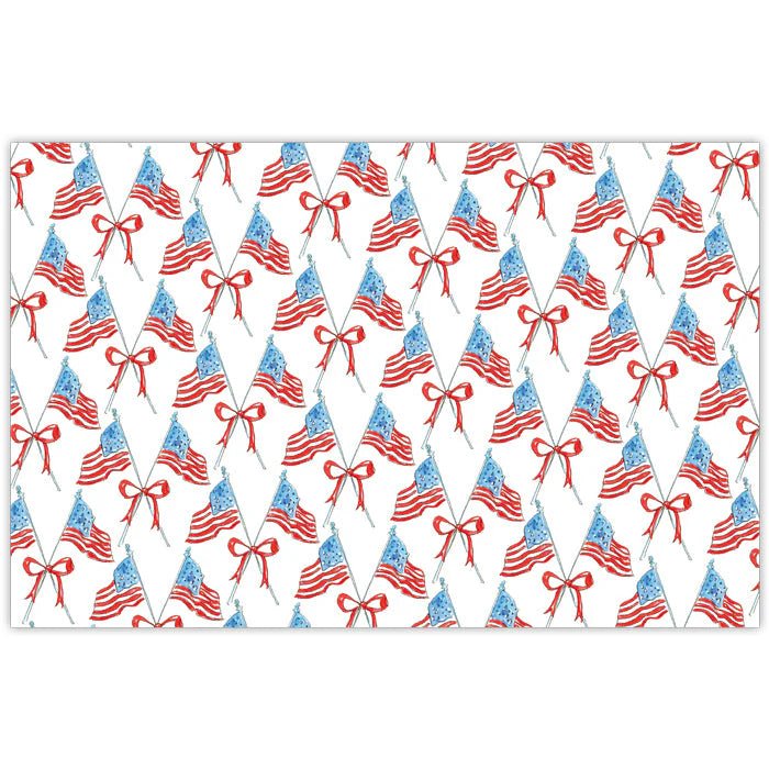 USA Flags with Bow Pattern Placemats - Juli's Wearable Art