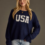 USA Lightweight Sweater | Navy - Juli's Wearable Art