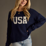 USA Lightweight Sweater | Navy - Juli's Wearable Art