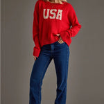USA Lightweight Sweater | Red - Juli's Wearable Art