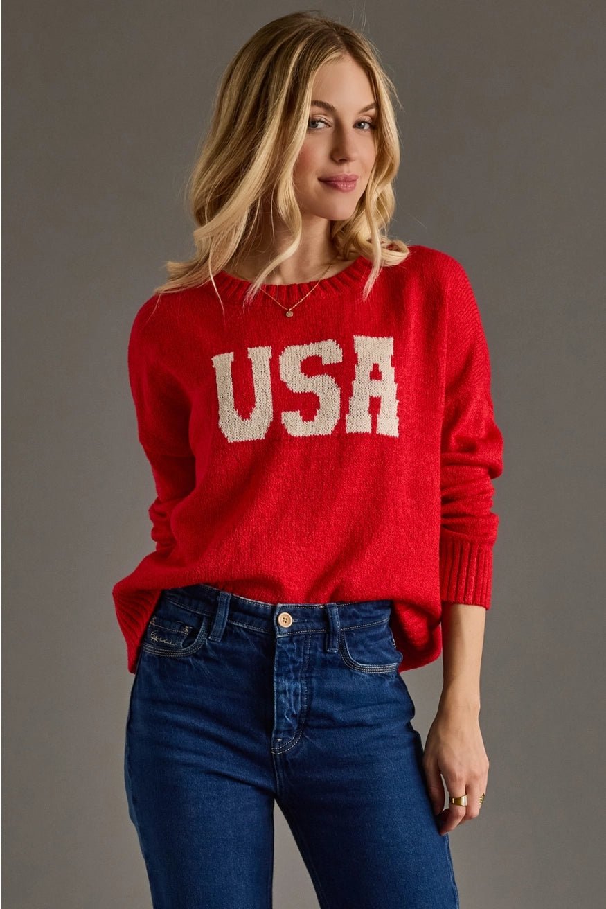 USA Lightweight Sweater | Red - Juli's Wearable Art