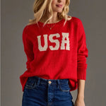 USA Lightweight Sweater | Red - Juli's Wearable Art